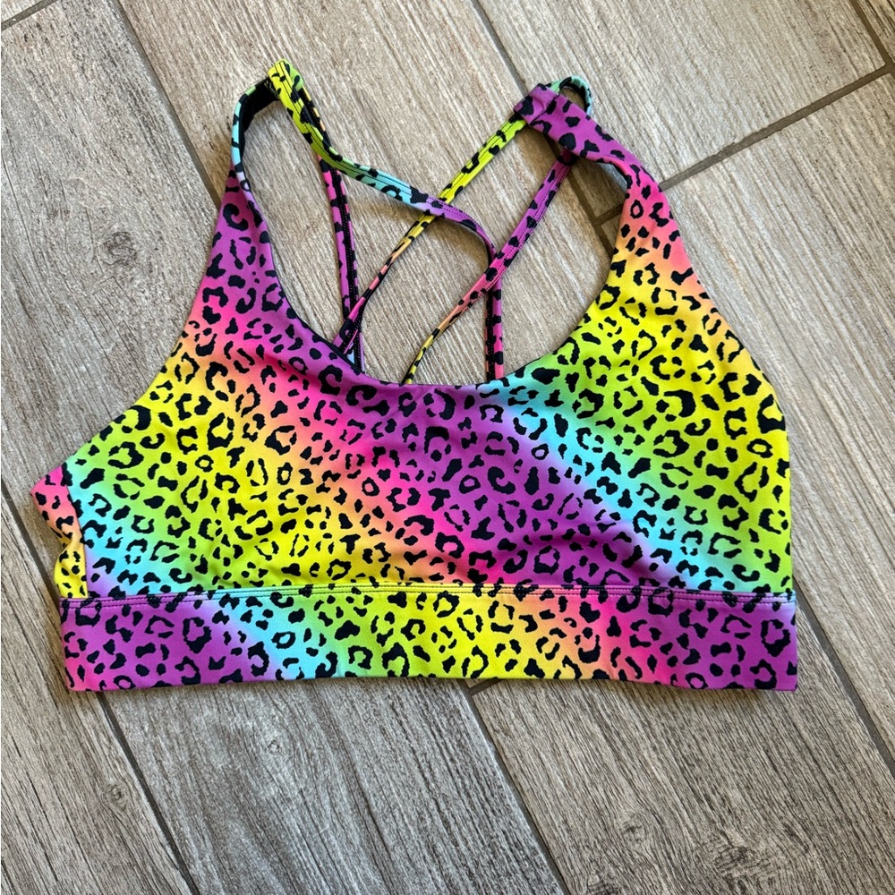 ZYIA Neon Leopard Print Sports Bra